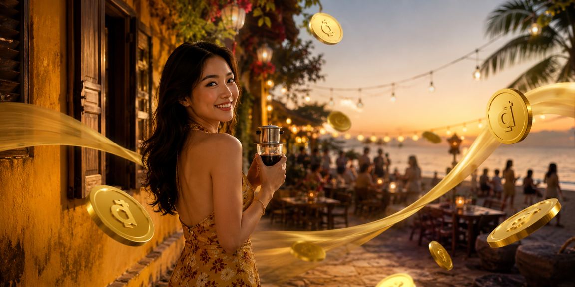 Người dùng Hội An thưởng thức cà phê và theo dõi kết quả cược trên điện thoại